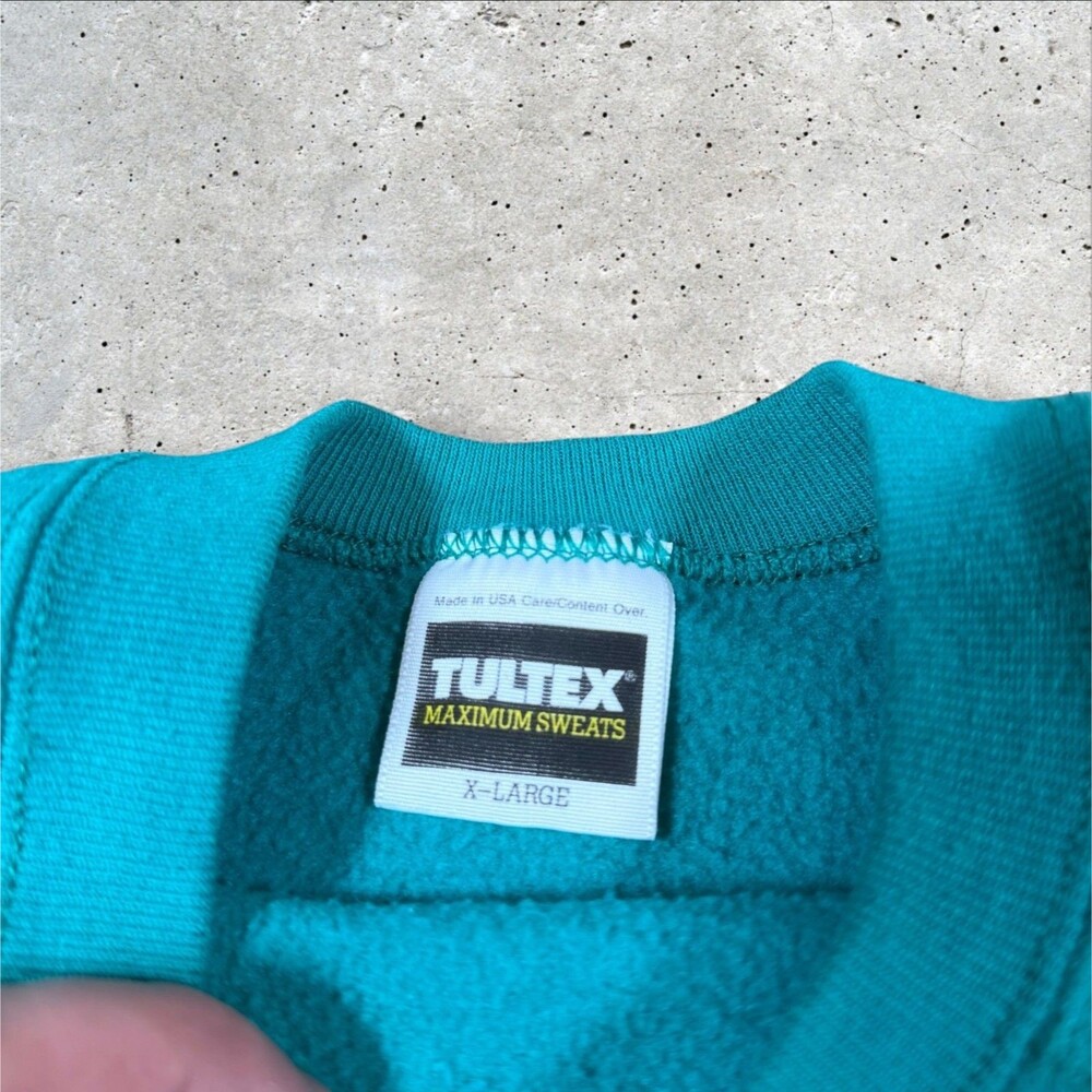 Vtg 90s Tultex Maximum Sweats Southwest Pottery Puff Print XL USA Turquoise - Picture 8 of 9